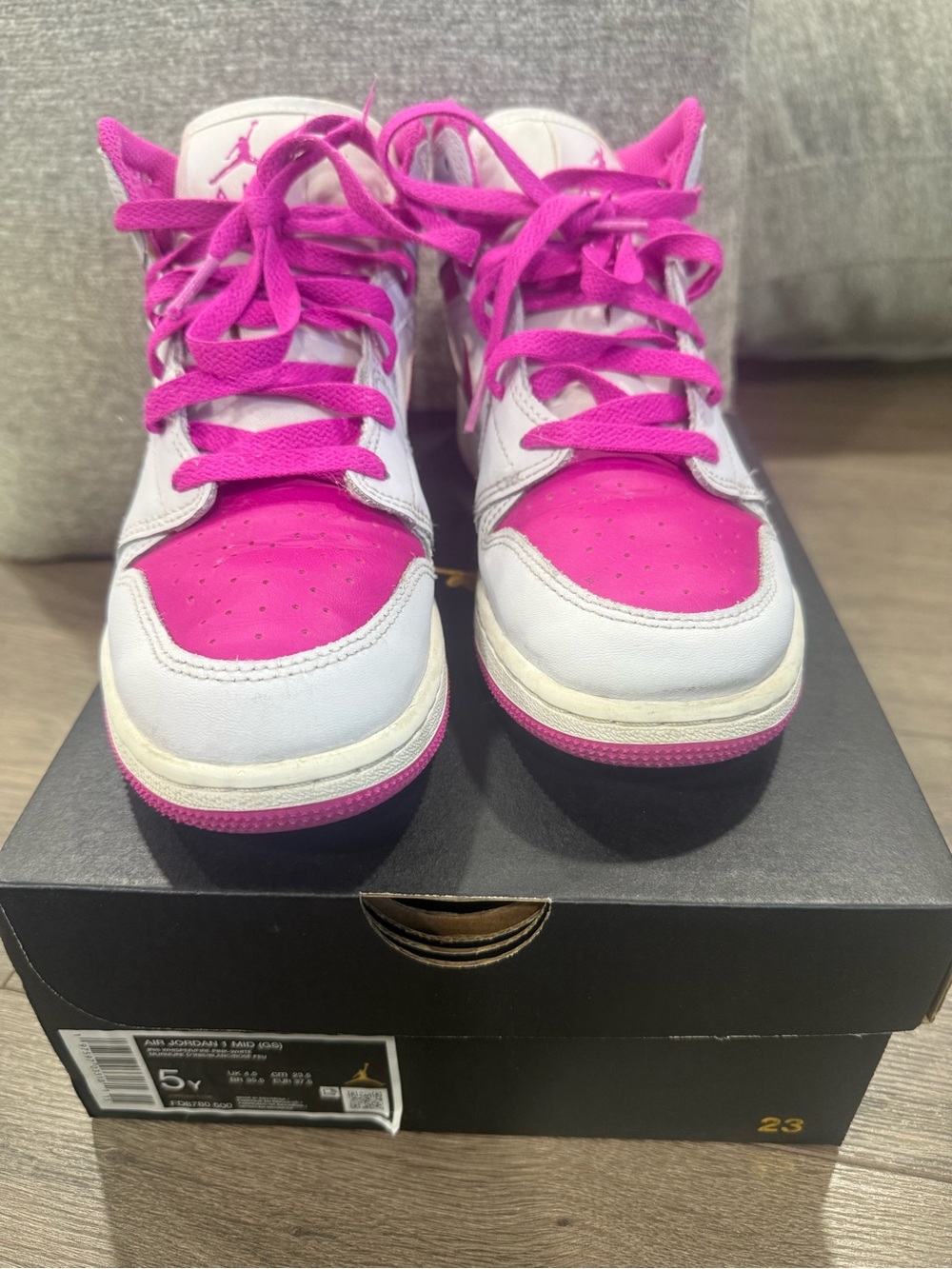 Nike Kids White and Pink Air Jordan Sneakers